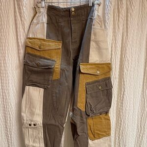 Oli & Hali Olive, Mustard & Cream Colorblock Cargo Pants